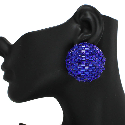 Royal Blue round big ball earrings