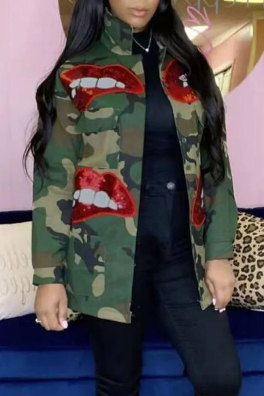 Red Lips Camo Jacket