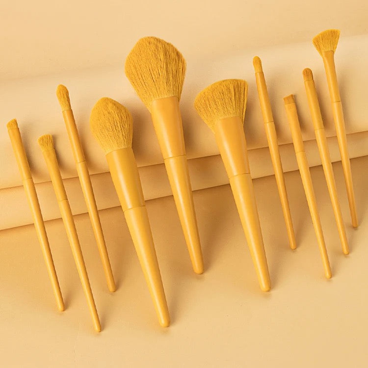 Golden make up brushes