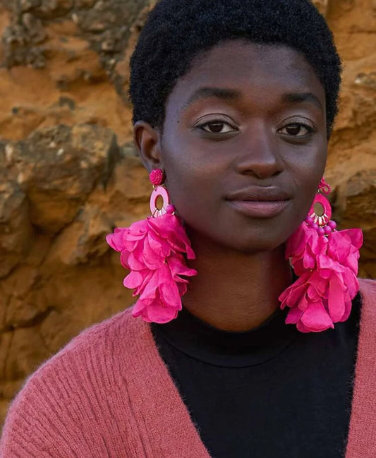 Pink flutter earrings