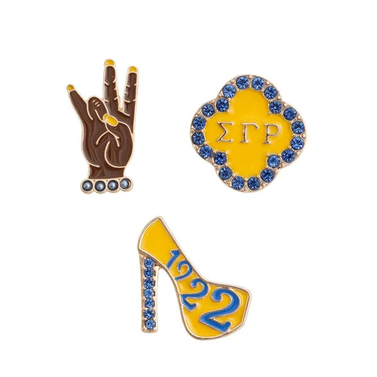 Blue Gold 3 Pcs Sorority Pins