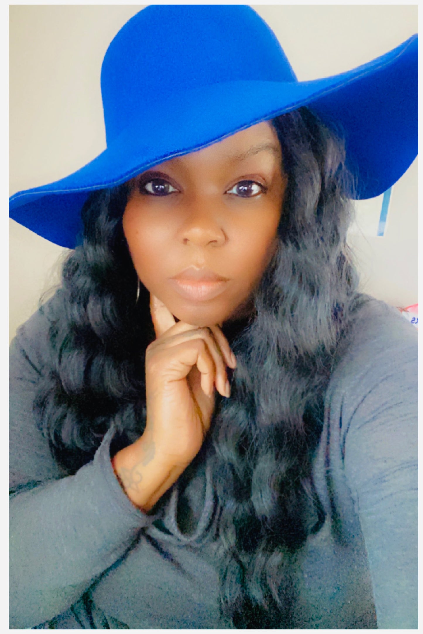 Royal Blue Wool Floppy Hat