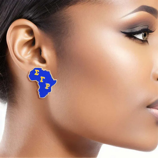 Africa Shaped Sigma Gamma Rho Earrings